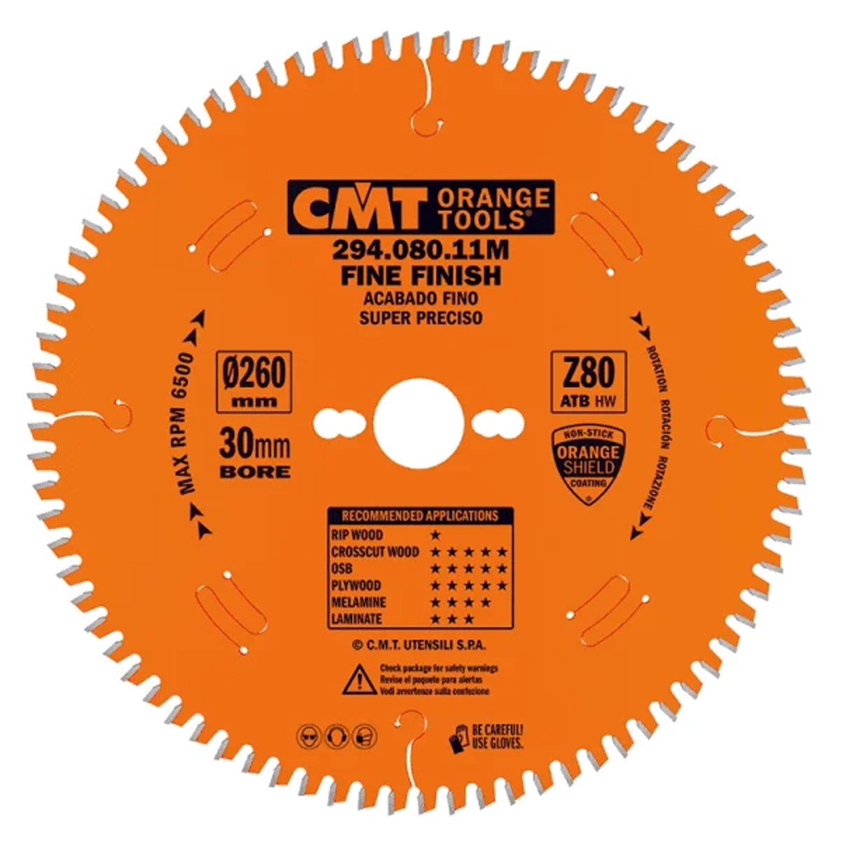 Festool Ultra Finish - Plywood & Melamine 260x0.098¯/0.071x30mm T=80 ATB