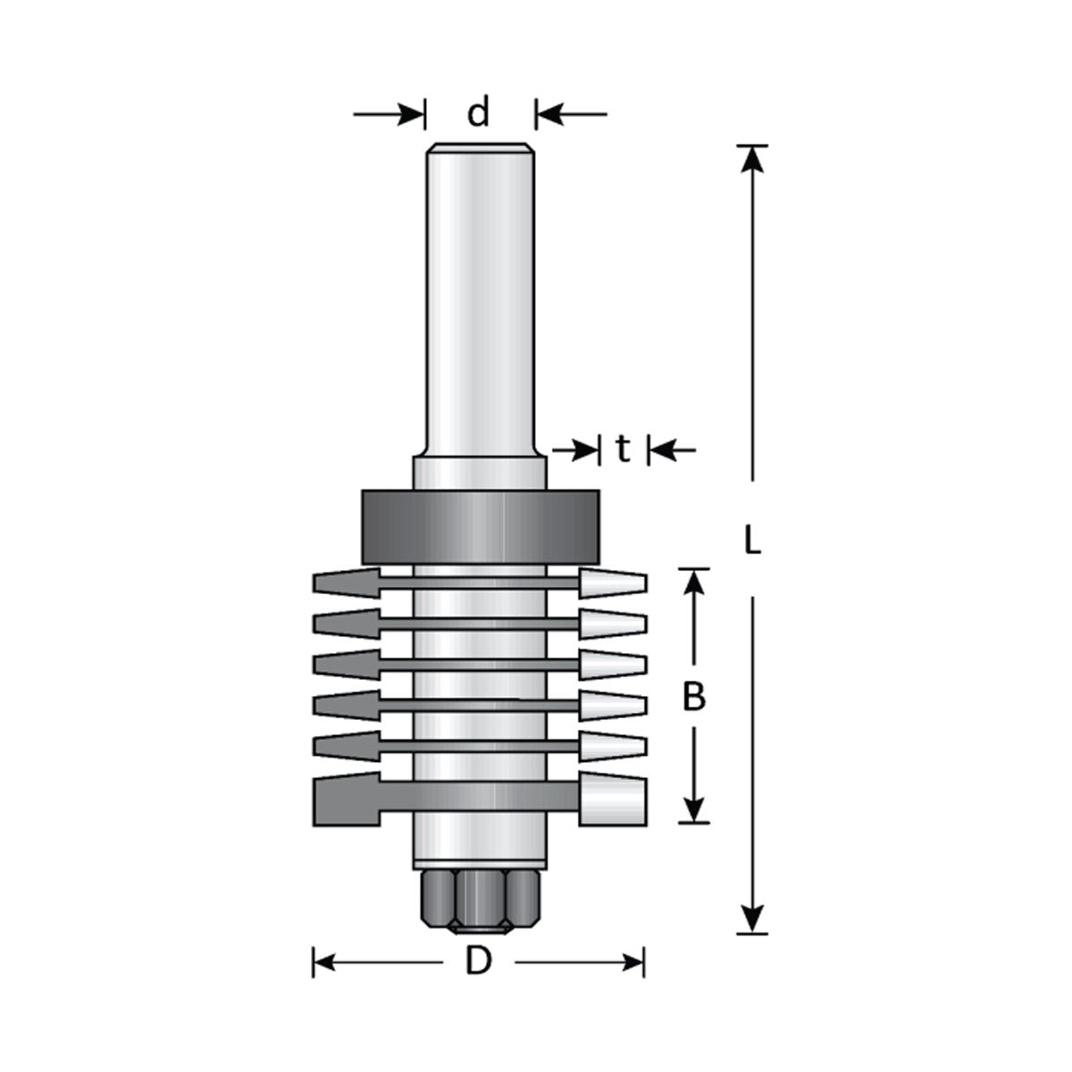 1 9/16" Dia, Carbide Tipped, Finger Jointer Router Bit, 2 Flutes, 1/2" Shank, 3 3/4" Length