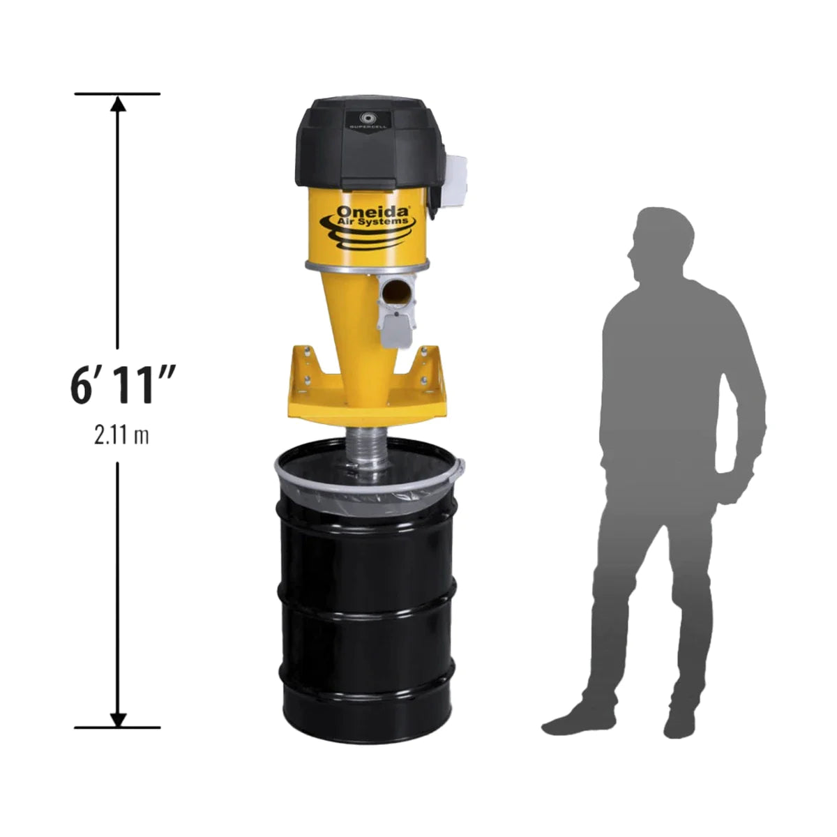Oneida Air XSK455000 Supercell Turbo High-Pressure 55 Gal. Wall-Mounted HEPA-GFM Cyclone Dust Collector