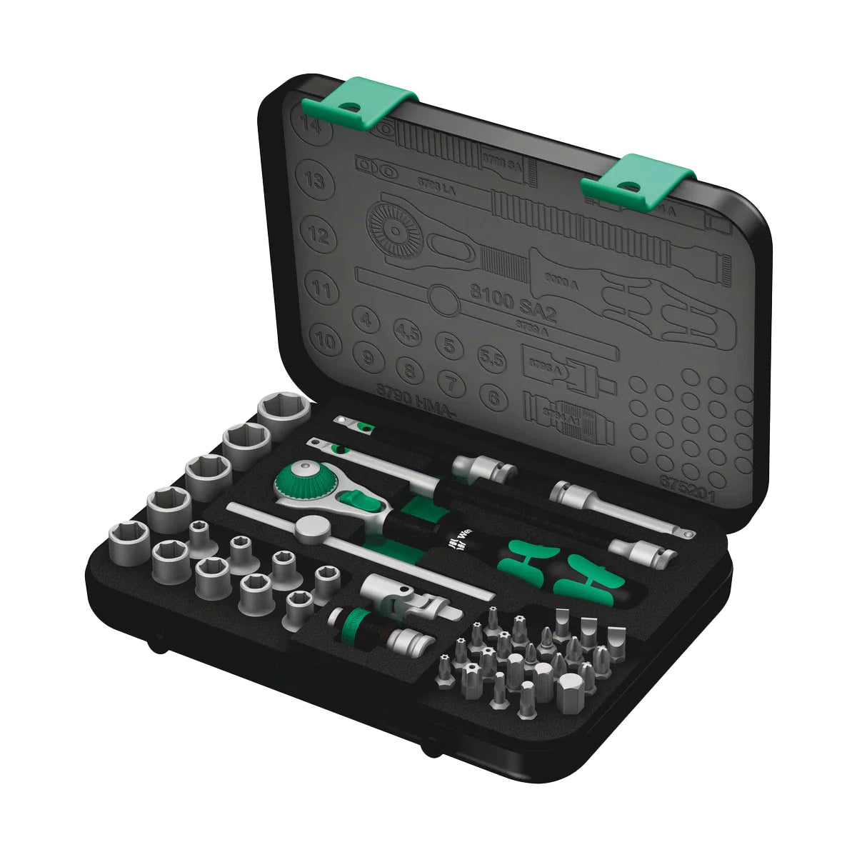 Wera Tools 05003533001 8100 SA 2 Zyklop Speed Ratchet 42-Piece Metric Set 1/4" Drive