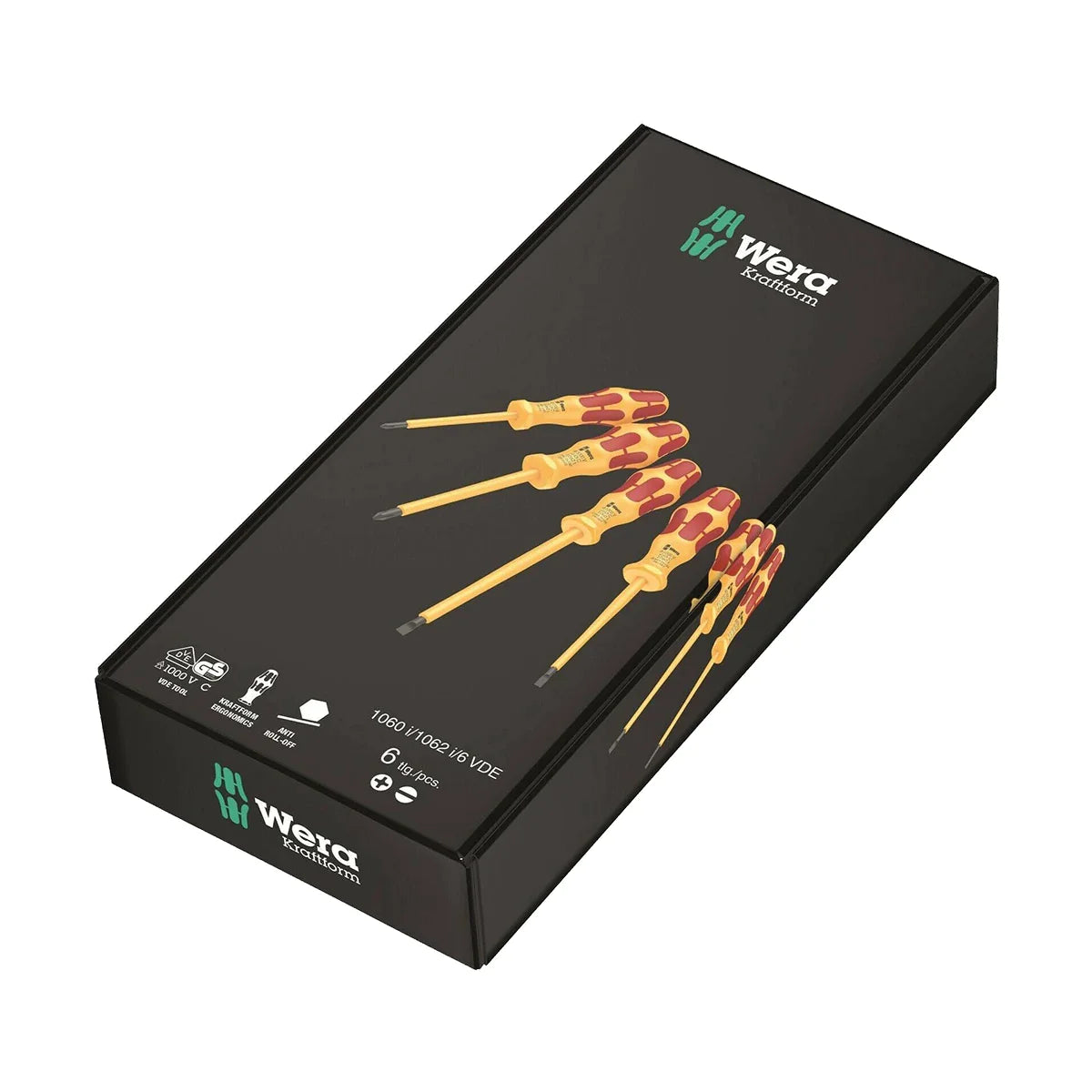 Wera Tools 05051575001 Kraftform 6-Piece VDE Slotted/Phillips Screwdriver Set