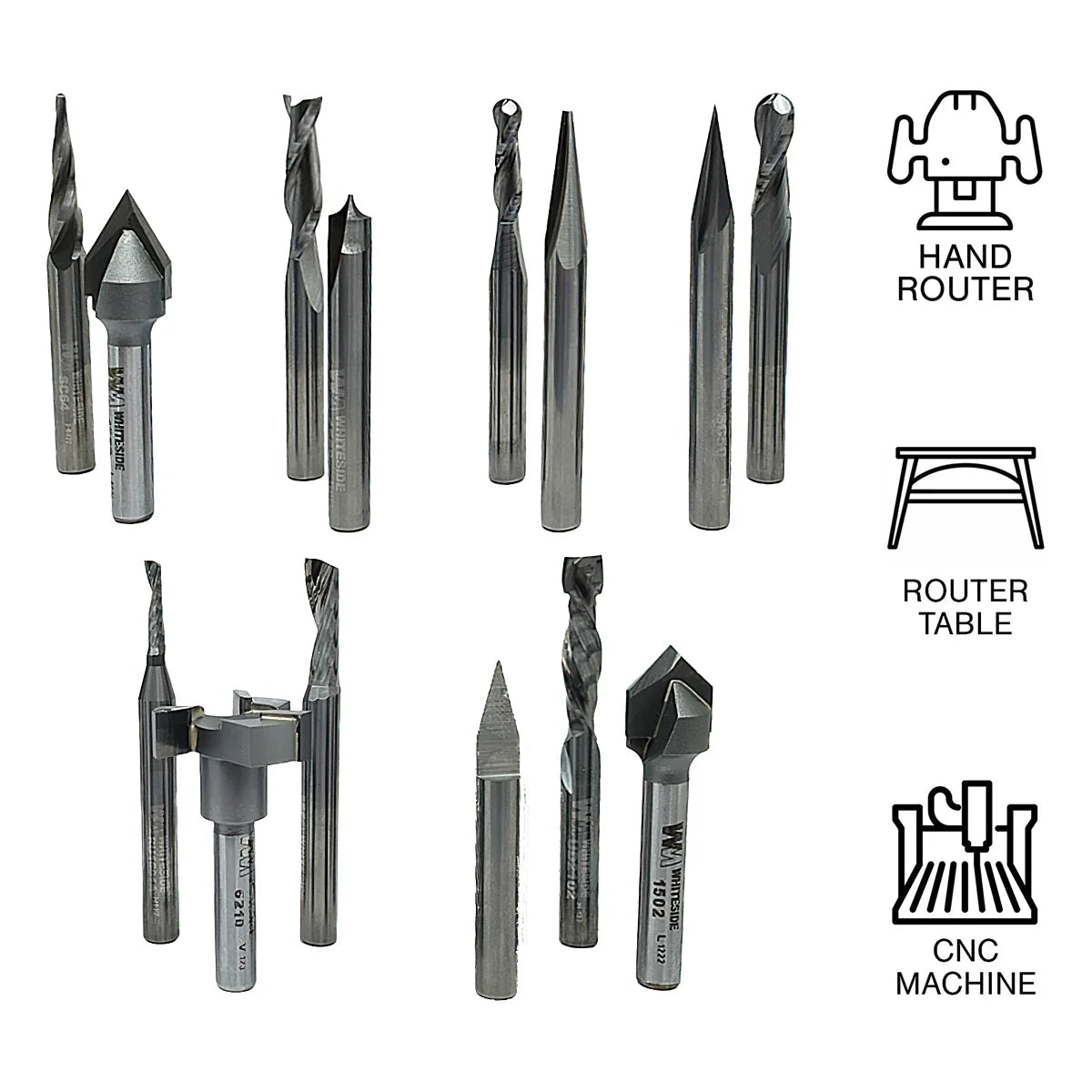 Whiteside WH714 14 Piece "The Works" CNC Bit Set 1/4" Shank