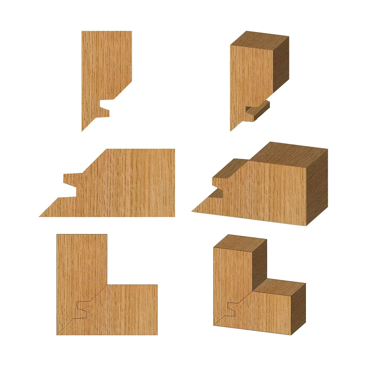 Whiteside WH3362 45° Lock Miter Glue Joint Bit 1/2 "SH, 2"LD