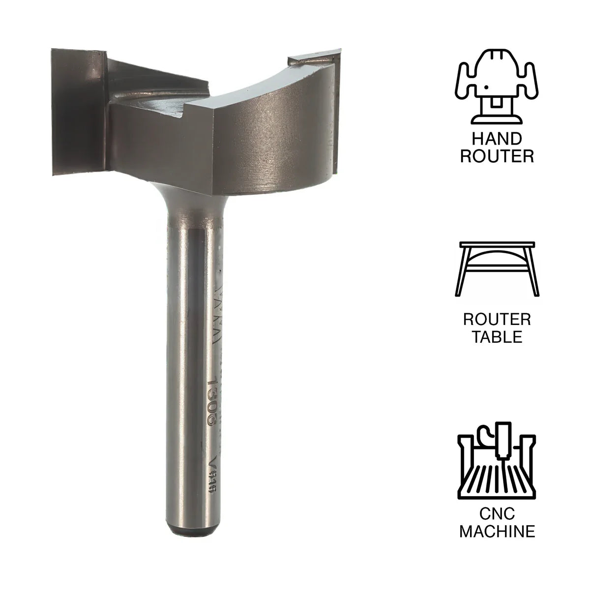 Whiteside WH1303 Mortise Bit 1/4 "SH, 1-1/4"CD,1/2 "CL