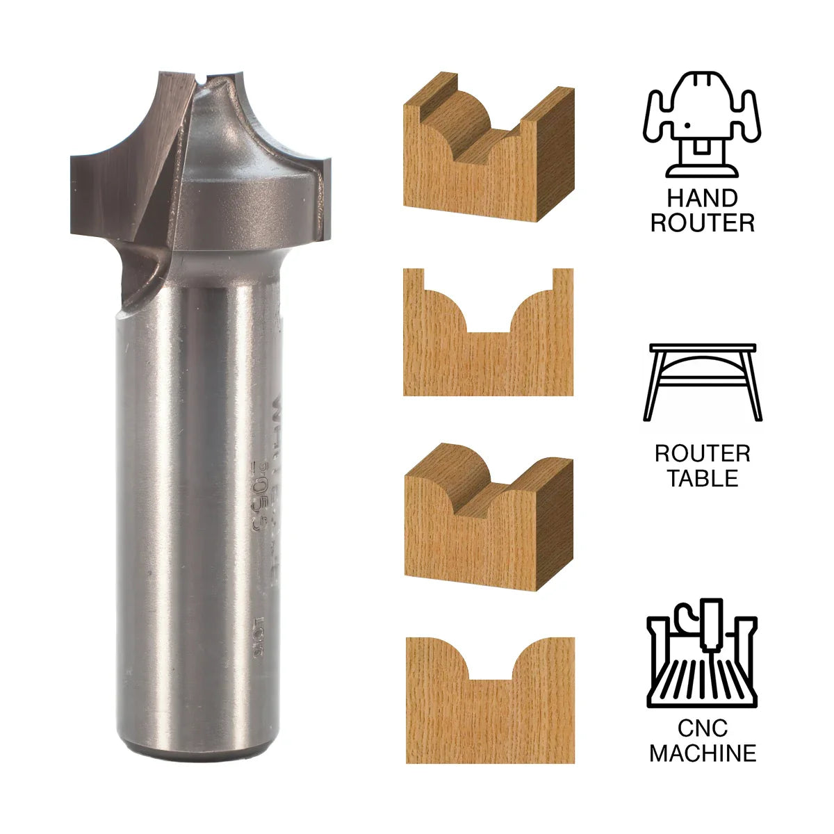 Whiteside WH2055 Plunge Roundover Bit 1/2"SH, 1/4"R, 3/4"LD, 1/4"SD