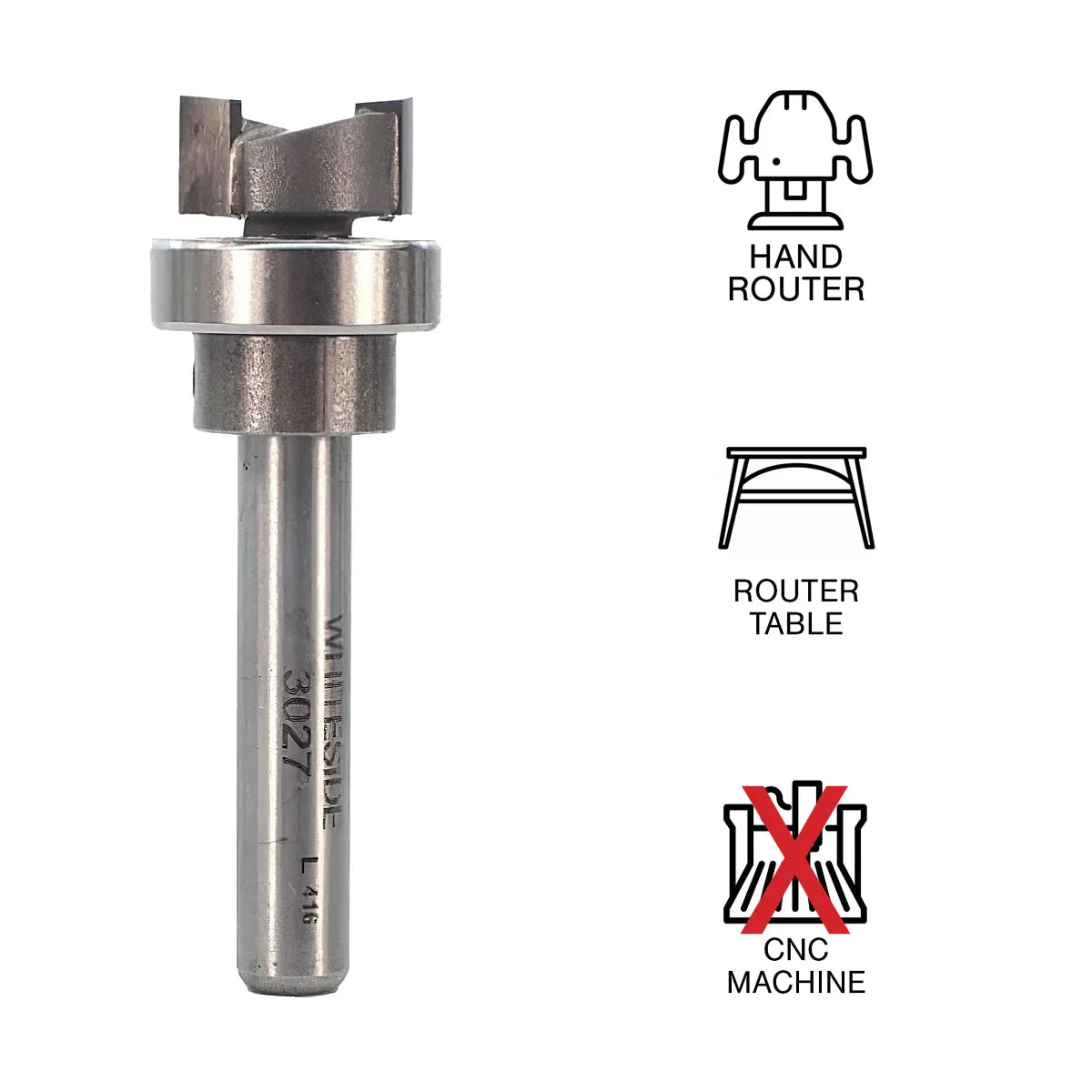 Whiteside WH3027 Template Bit 1/4"SH, 1/2"CD, 1/4"CL