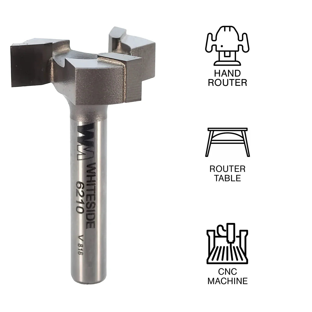Whiteside WH6210 CNC Spoilboard Cutter 1/4"SH, 1"CD, 1/4"CL