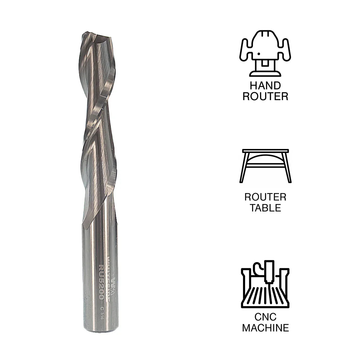 Whiteside WHRU5200 Up Cut Spiral Bit 1/2" SH, 1/2"CD, 2"CL