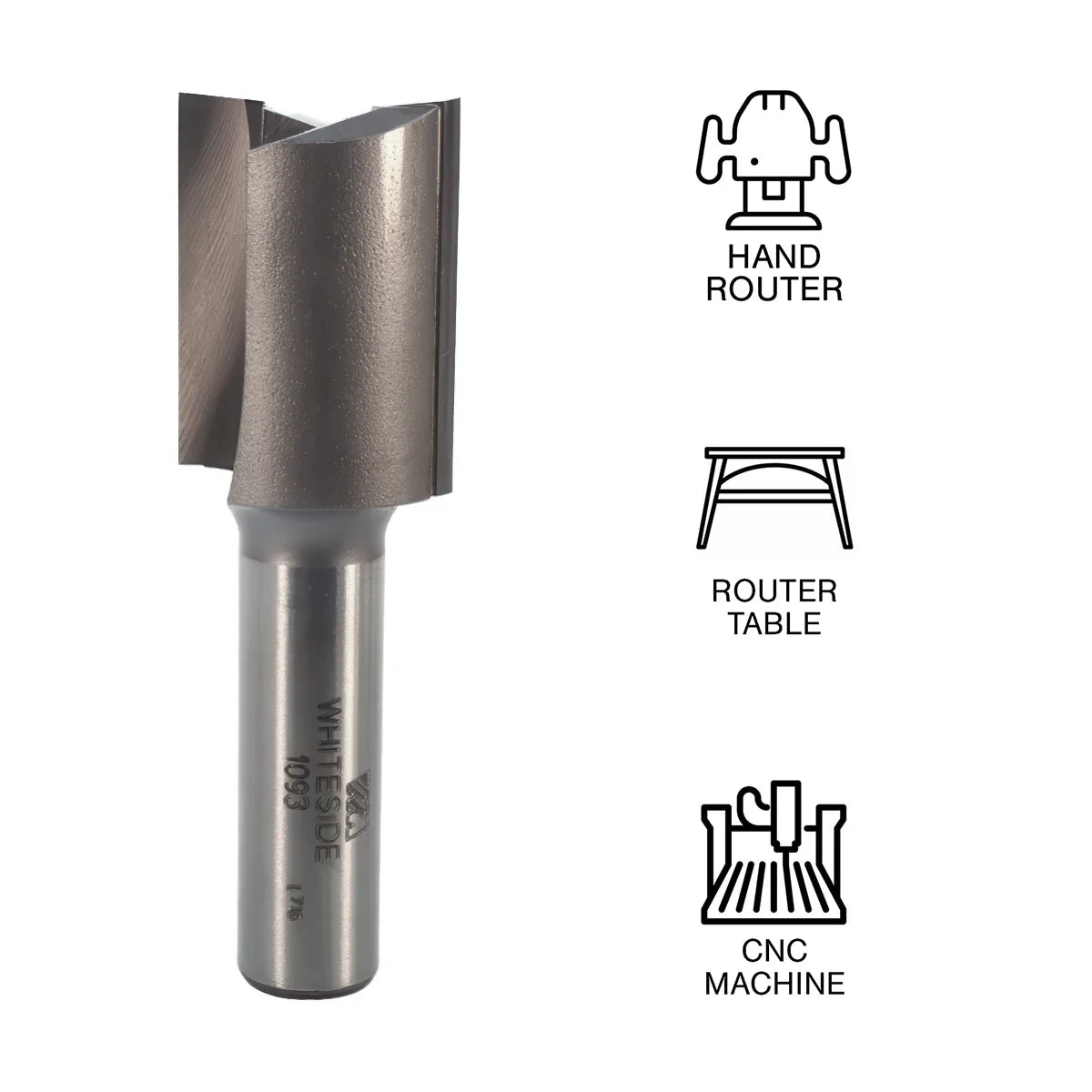 Whiteside WH1093 Straight Bit 1/2 "SH, 1"CD, 1-1/4"CL