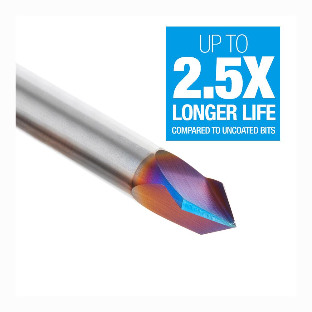 Amana Tool Solid Carbide V-Groove 60 Deg x 1/4 Diameter x 31/64 x 1/4 Inch Shank Spektra™ Extreme Tool Life Coated Router Bit