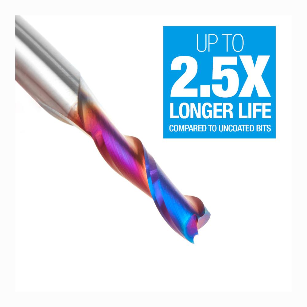 Amana Tool Solid Carbide Spektra™ Extreme Tool Life Coated Spiral Plunge 3/16 Diameter x 3/4 x 1/4 Inch Shank Up-Cut