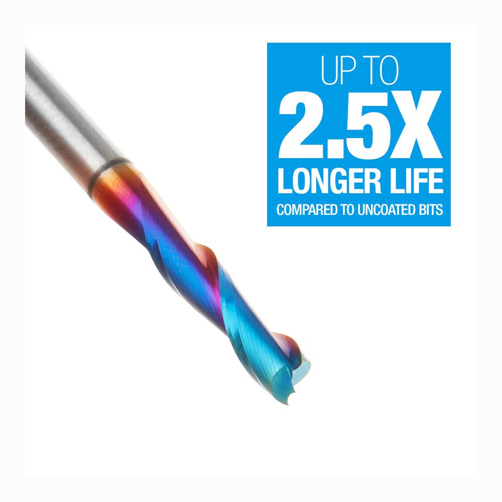 Amana Tool Solid Carbide Spektra™ Extreme Tool Life Coated Spiral Plunge 1/8 Diameter x 1/2 x 1/8 Inch Shank Up-Cut