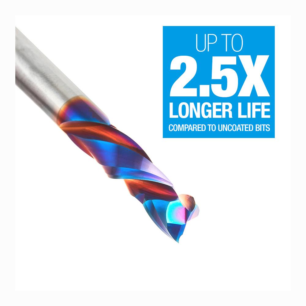 Amana Tool CNC Solid Carbide Spektra™ Extreme Tool Life Coated Compression Spiral 1/4 Diameter x 7/8 x 1/4 Inch Shank