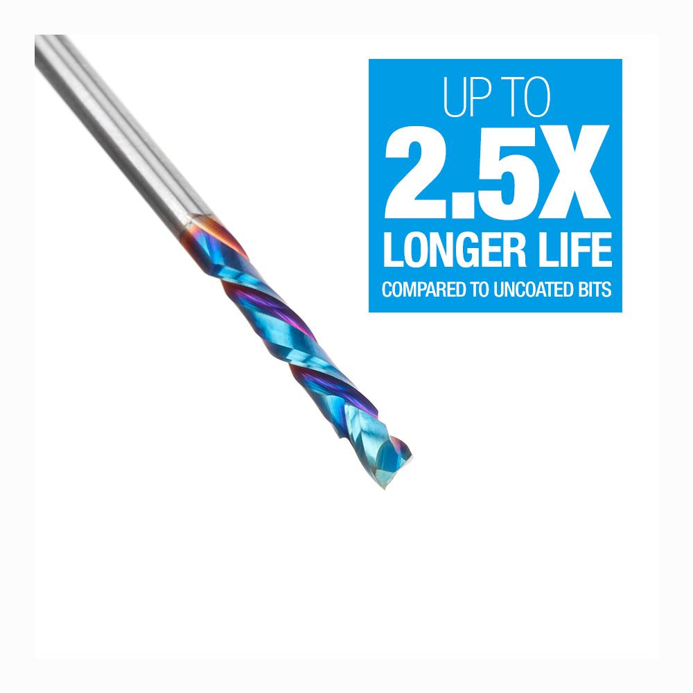 Amana Tool Solid Carbide Spektra™ Extreme Tool Life Coated Compression Spiral 1/8 Diameter x 13/16 Inch x 1/8 Shank