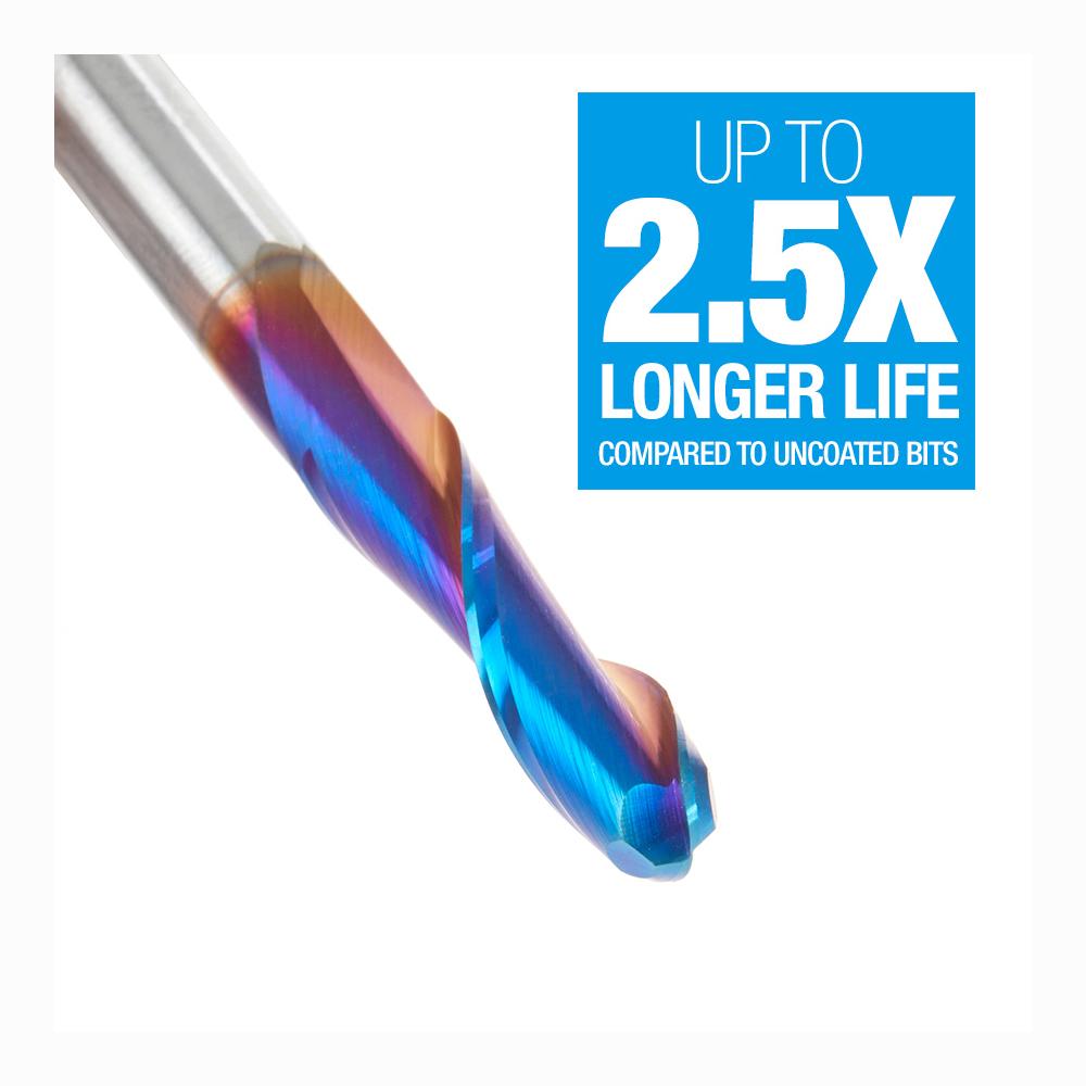 Amana Tool Solid Carbide Spektra™ Extreme Tool Life Coated Up-Cut Ball Nose Spiral 1/4 Diameter x 1 Inch x 1/4 Shank Router Bit
