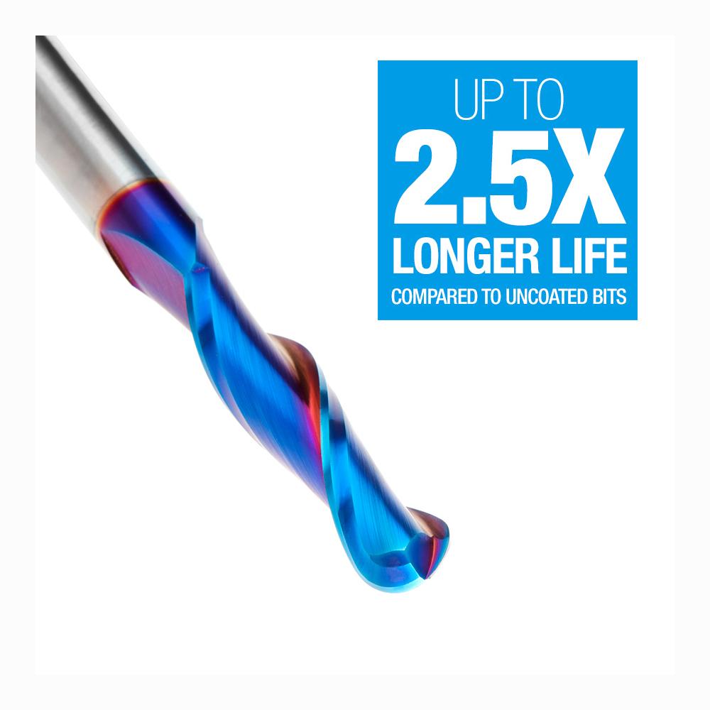 Amana Tool Solid Carbide Spektra™ Extreme Tool Life Coated Up-Cut Ball Nose Spiral 1/2 Diameter x 2-1/8 Inch x 1/2 Shank Router Bit
