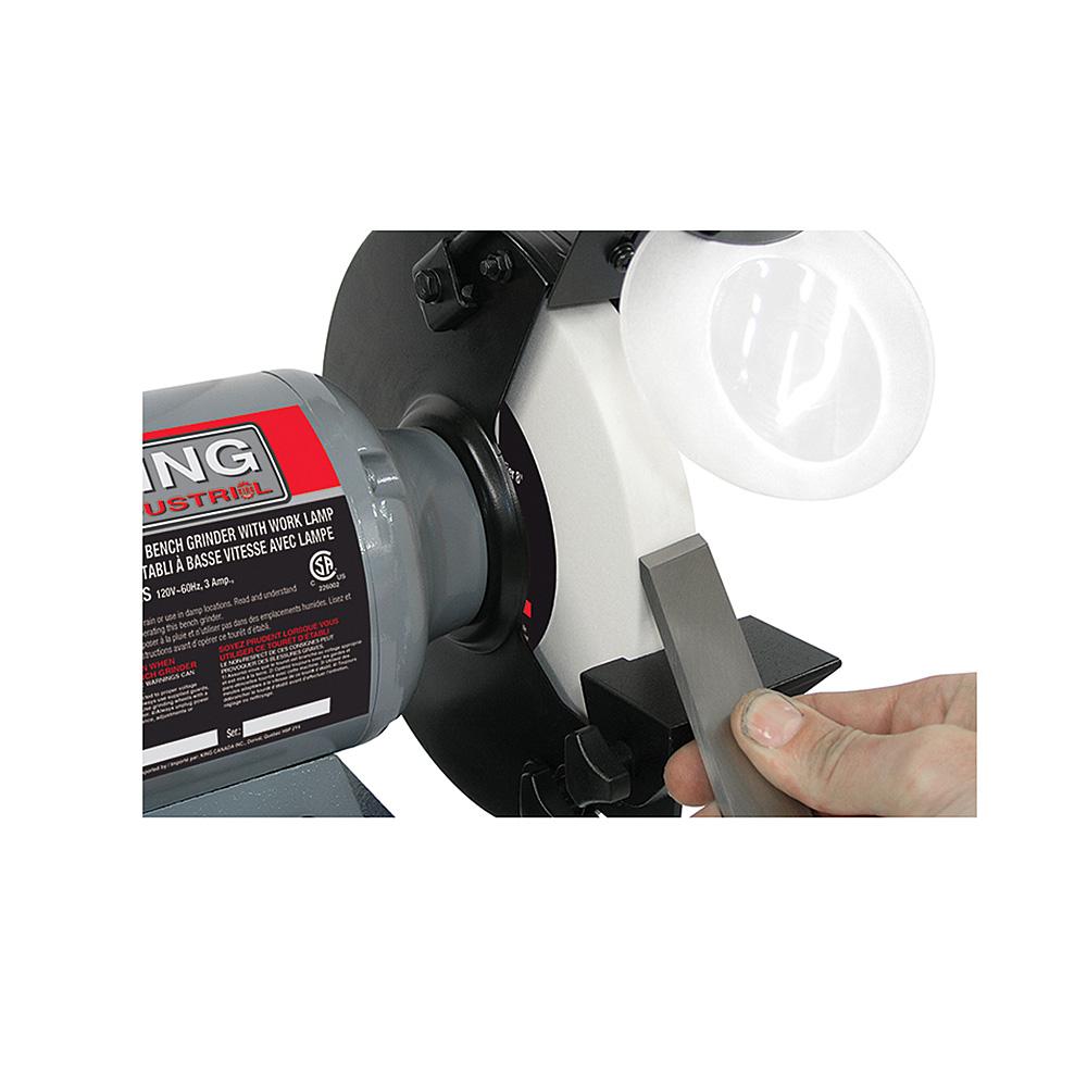 King Industrial 8" Low Speed Bench Grinder With Light