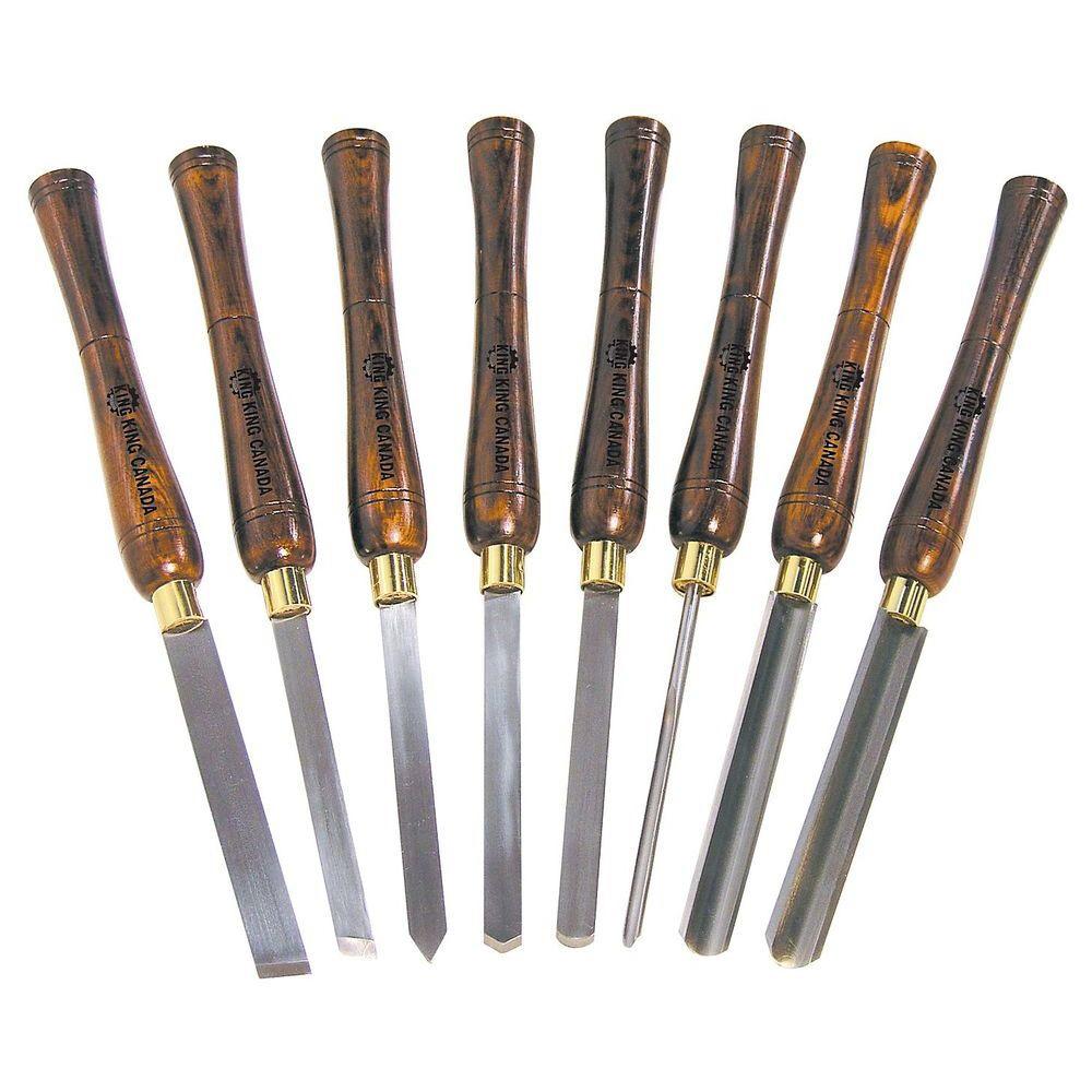 King Industrial 8 Piece Wood Lathe Chisel Set