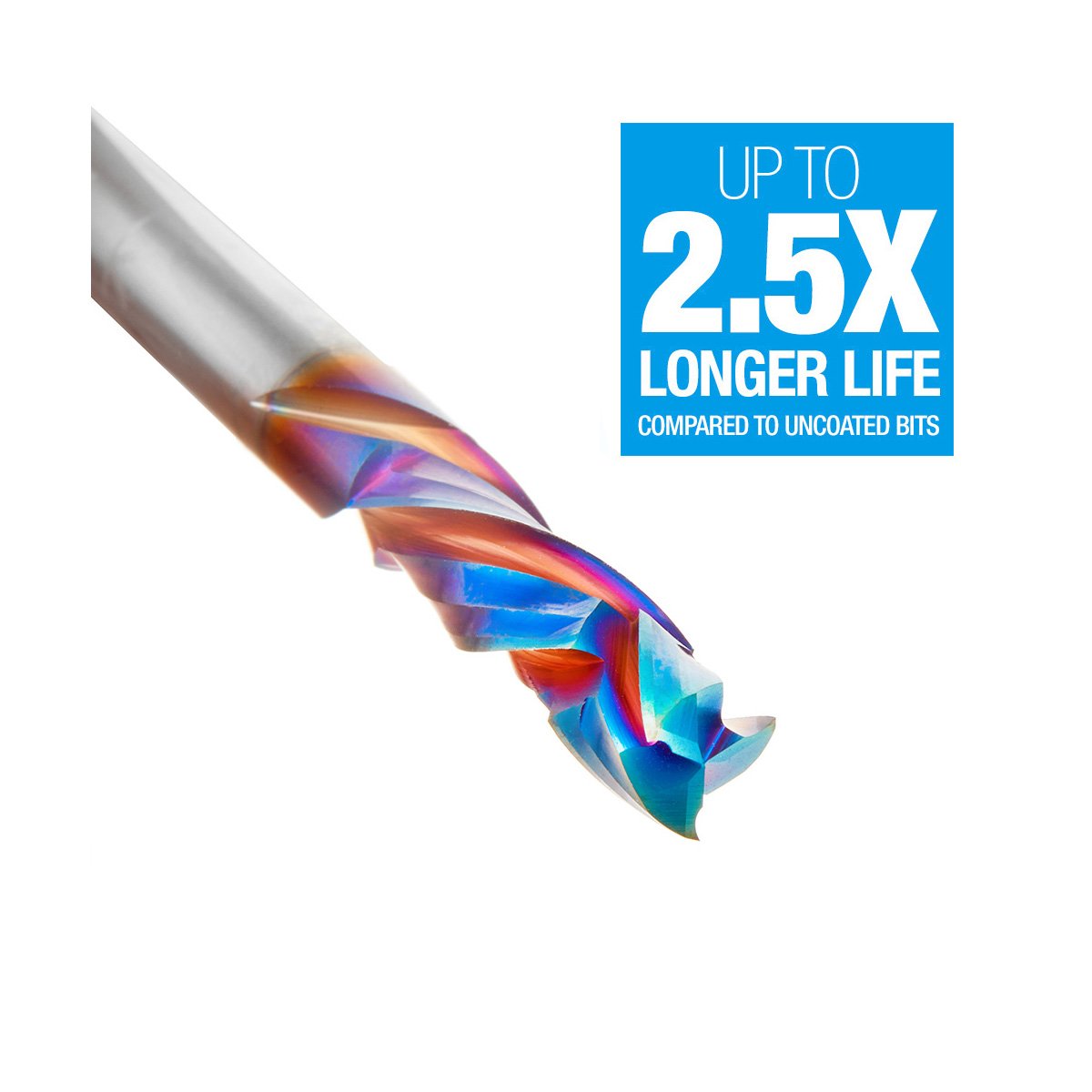 Amana Tool CNC Solid Carbide Spektra™ Extreme Tool Life Coated Compression Spiral 3 Flute 1/4 Diameter x 7/8 x 1/4 Inch Shank