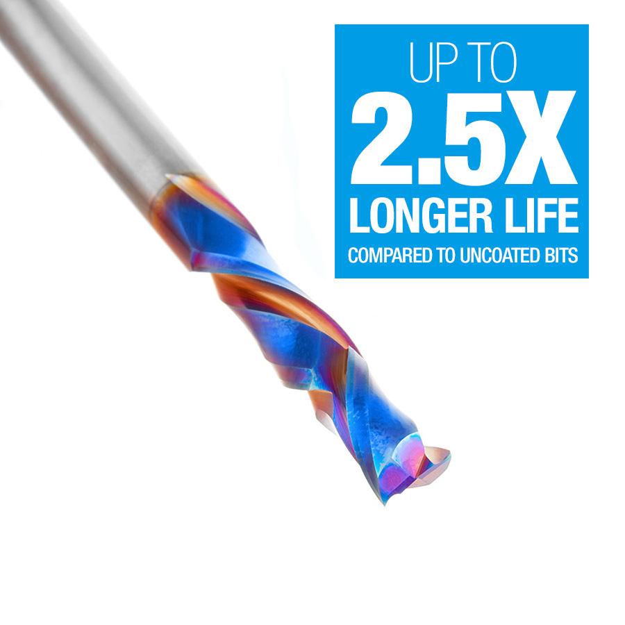 Amana Tool CNC Solid Carbide Spektra™ Extreme Tool Life Coated Compression Spiral 1/4 Diameter x 1-1/4 x 1/4 Shank