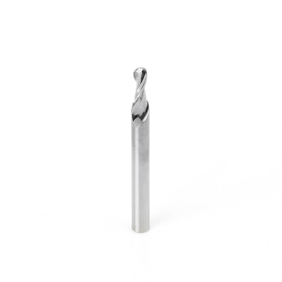 Amana Tool 46424 Solid Carbide Up-Cut Spiral Ball Nose 3/32 Radius x 3/16 Diameter x 1/2 x 1/4 Shank x 2-1/2 Inch Long x 2 Flute Router Bit