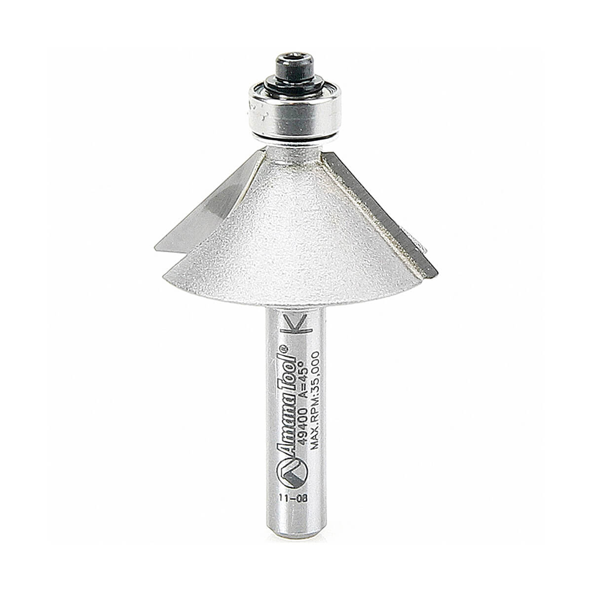 Amana Tool 49400 Carbide Tipped Chamfer 45 Degree x 1-1/4" Diameter x 1/2" x 1/4" Shank