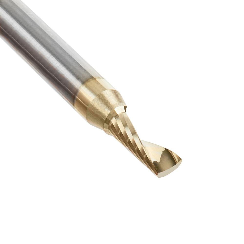 Amana Tool Solid Carbide CNC Spiral 'O' Flute, Aluminum Cutting 3/16 Diameter x 1/2 x 1/4 Shank Up-Cut ZrN Coated Router Bit
