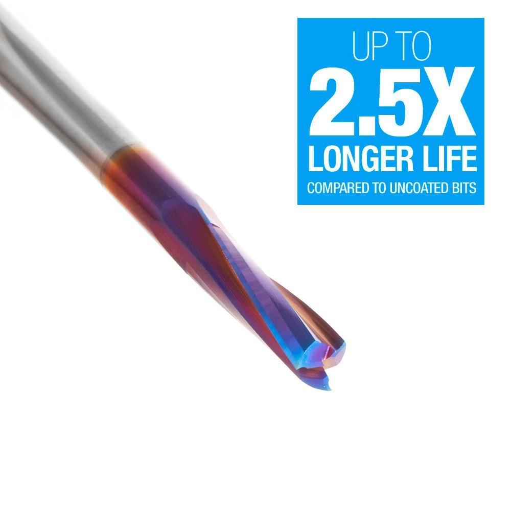 Amana Tool Solid Carbide Spektra™ Extreme Tool Life Coated Spiral Finisher 1/4 Diameter x 7/8 x 1/4 Shank Up-Cut Router Bit