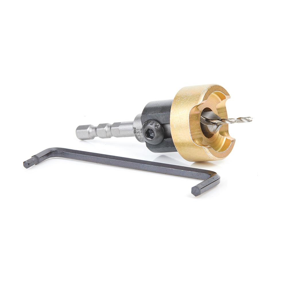 Amana Tool Carbide Tipped 82 Degree Countersink with Adjustable Depth Stop and No-Thrust Ball Bearing