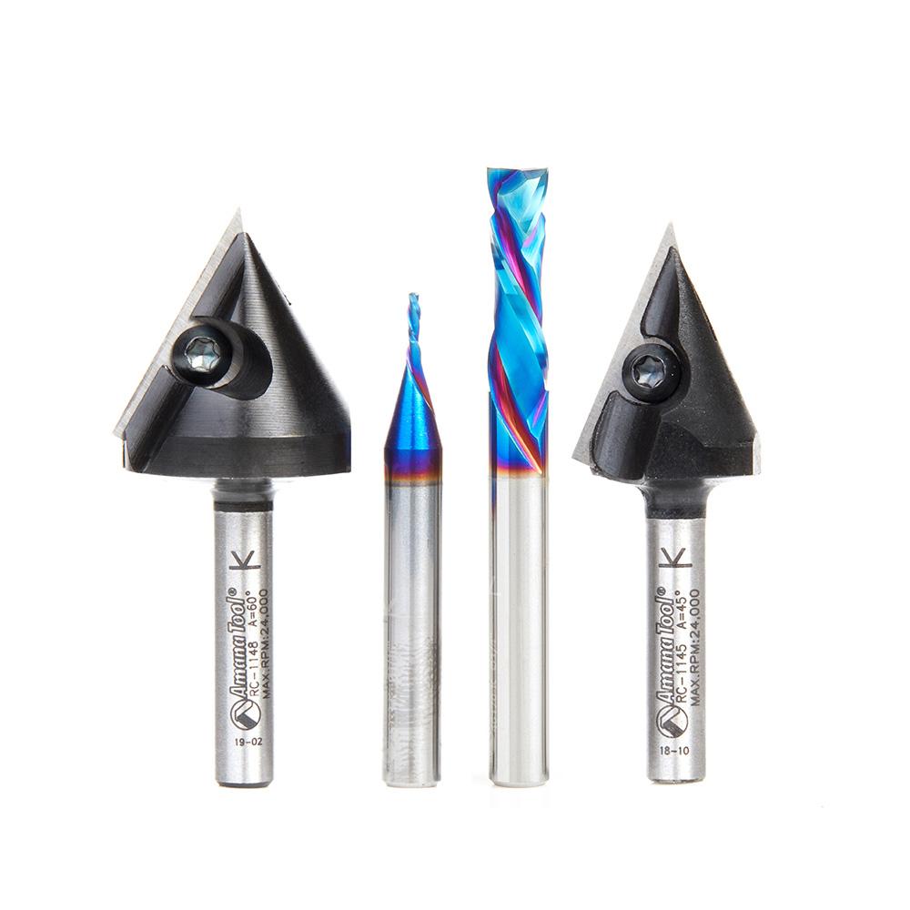 Amana Tool 4-Pc Colson's Choice CNC Starter Set, 1/4 Inch Shank