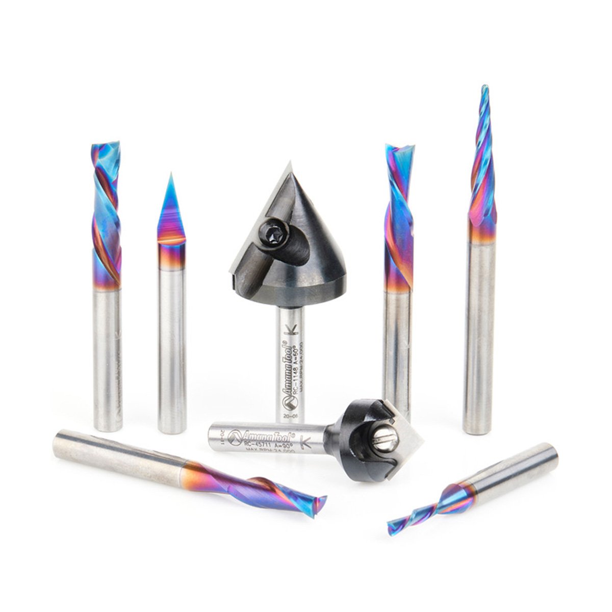 CNC RouterBit 8-Piece CNC General Purpose CNC Router Bit Set, 1/4 Inch Shank