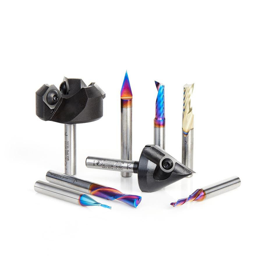 Amana Tool 8-Pc CNC Advanced Master Collection, 1/4 Inch Shank
