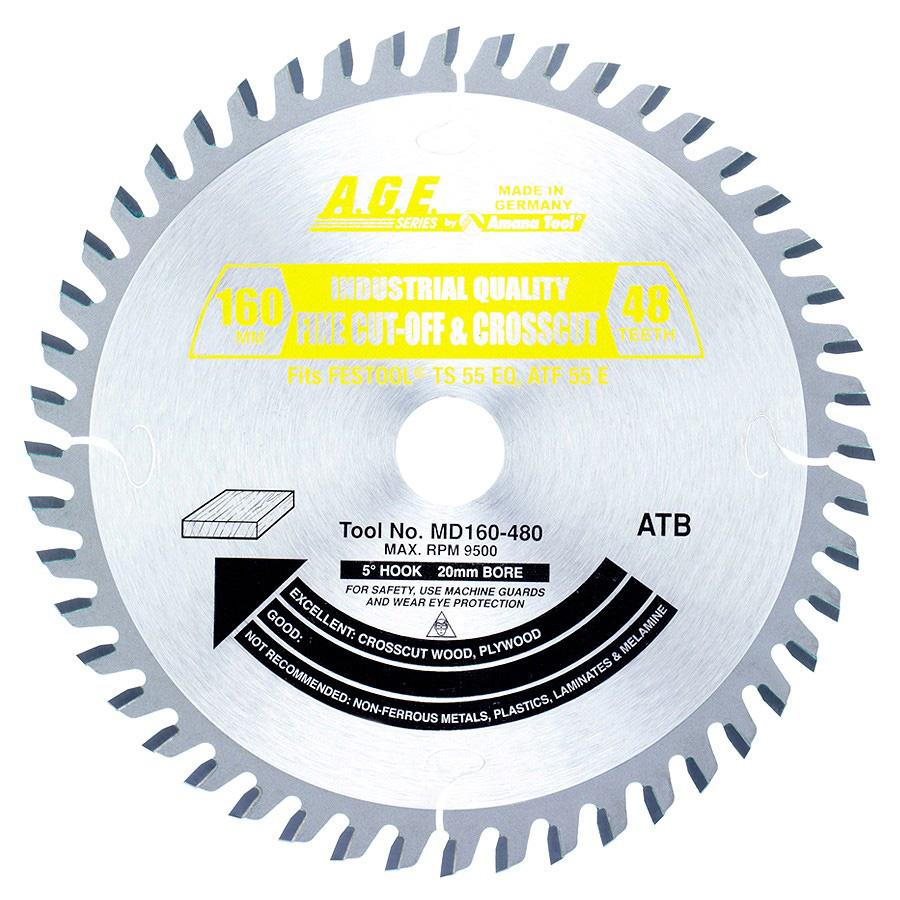 Amana Tool Carbide Tipped Saw Blade 48T ATB 160mm x 20mm Bore