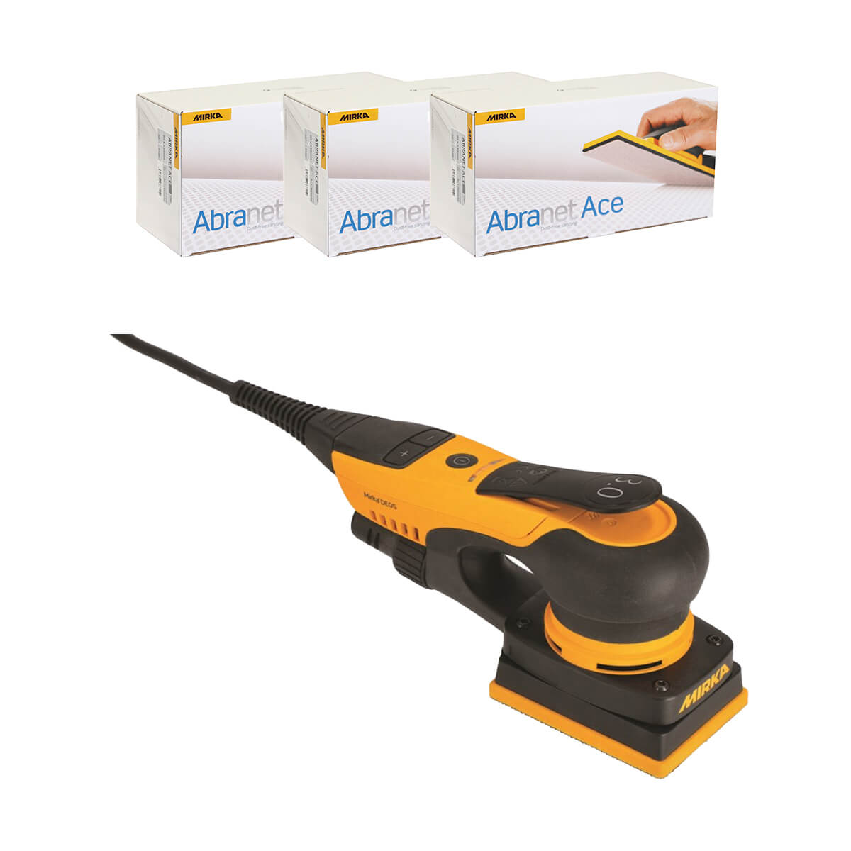 Mirka MCA-DEOS34ACE Deos 343XCV 3" x 4" Orbital Sander Package with Abranet Ace Abrasive
