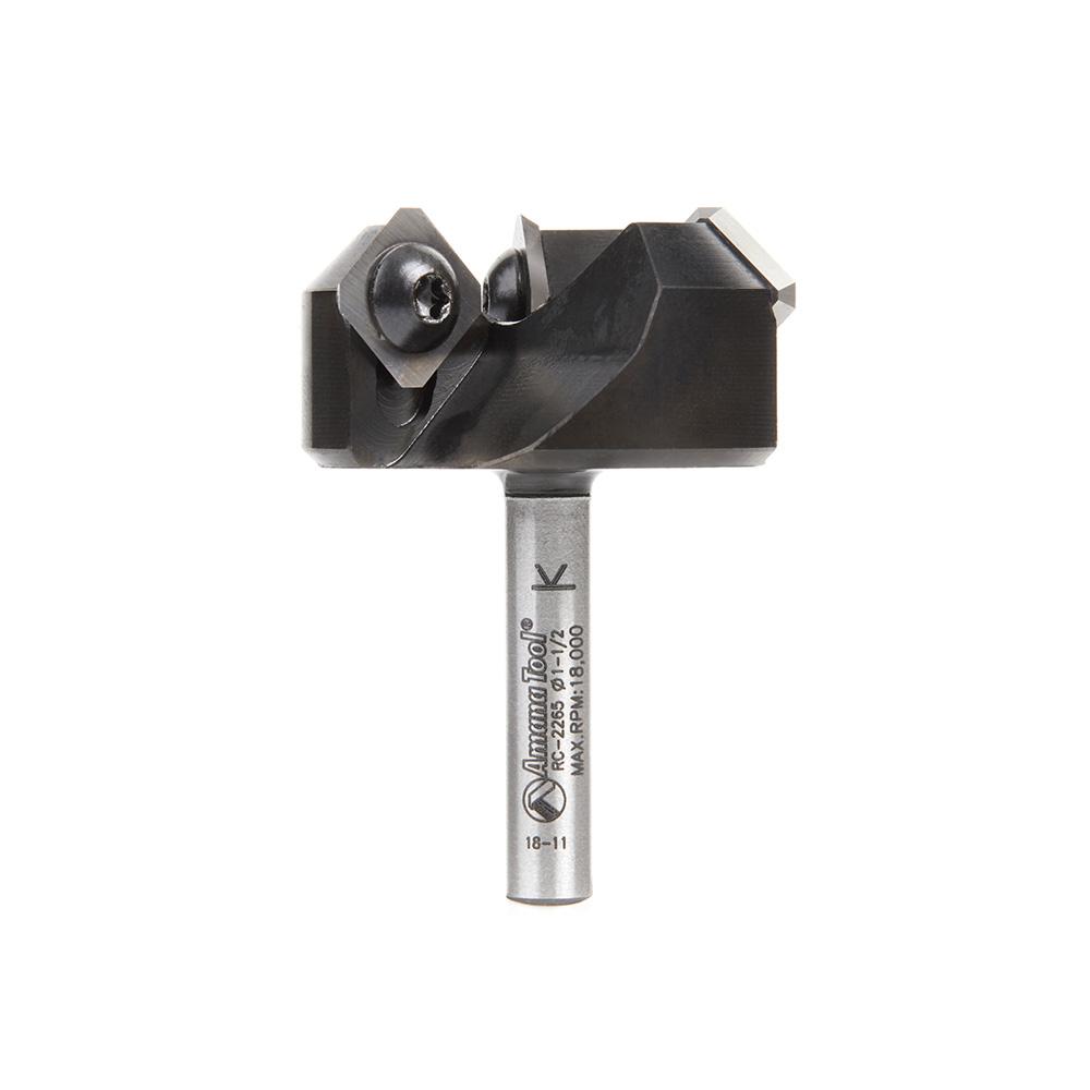 Amana Tool CNC Insert Carbide 3 Wing/Flute Heavy Duty Spoilboard Plunging, Surfacing, Planing, Flycutter & Slab Leveler 1-1/2 Diameter x 3/4 x 1/4 Shank Router Bit