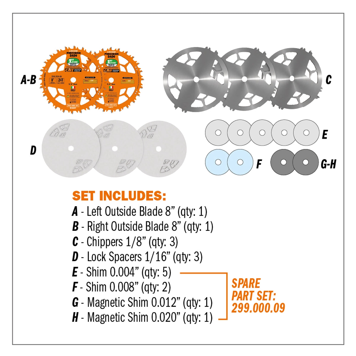 Locked Dado Pro Set 8" 24 Teeth