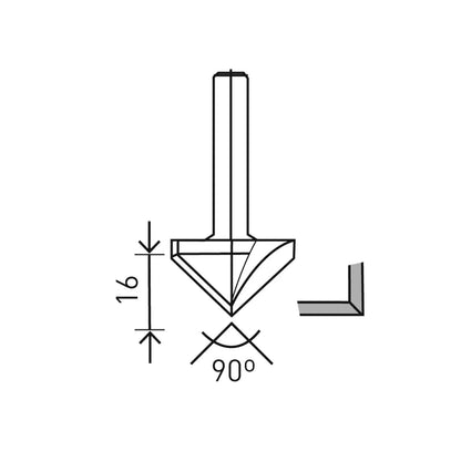 Plasterboard V-groove cutter HW S8 D32/90°