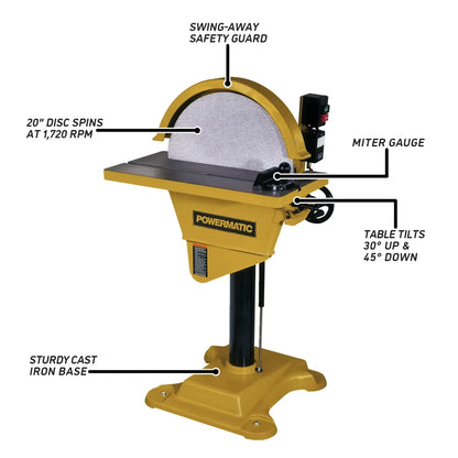 20-Inch Disc Sander, 2 HP, 230V 1Ph (Model DS20)