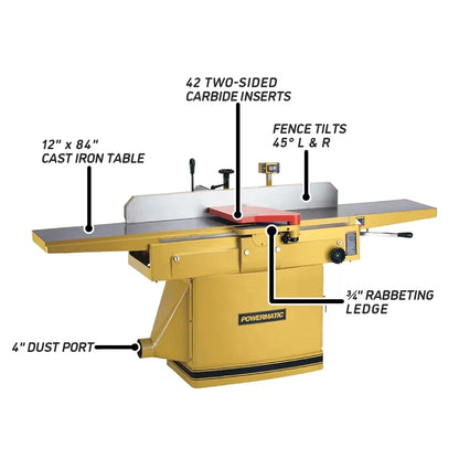 12-Inch Parallelogram Jointer, Helical, 3 HP, 230V 1Ph (1285HH)