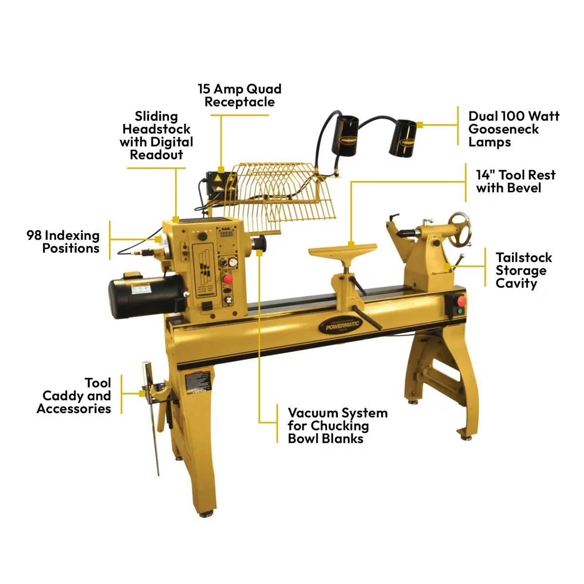 24" x 42" EVS Woodworking Lathe, 3 HP, 220V 1Ph (4224B)