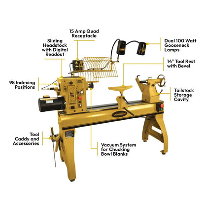 24" x 42" EVS Woodworking Lathe, 3 HP, 220V 1Ph (4224B)