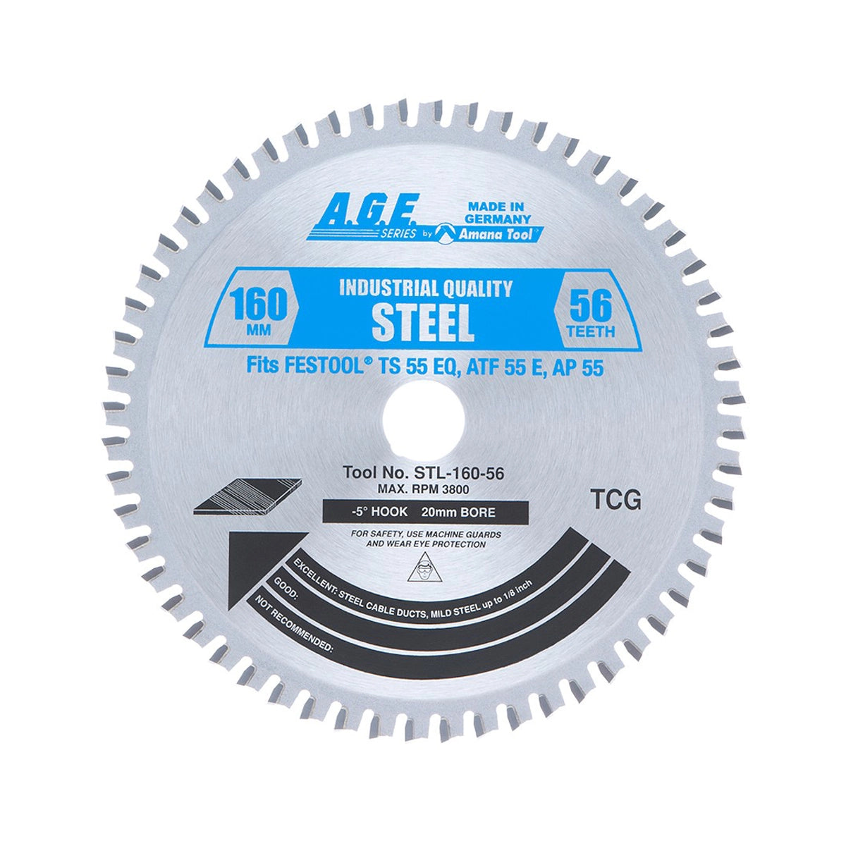 Carbide Tipped Saw Blade 56T TCG 160mm x 20mm Bore