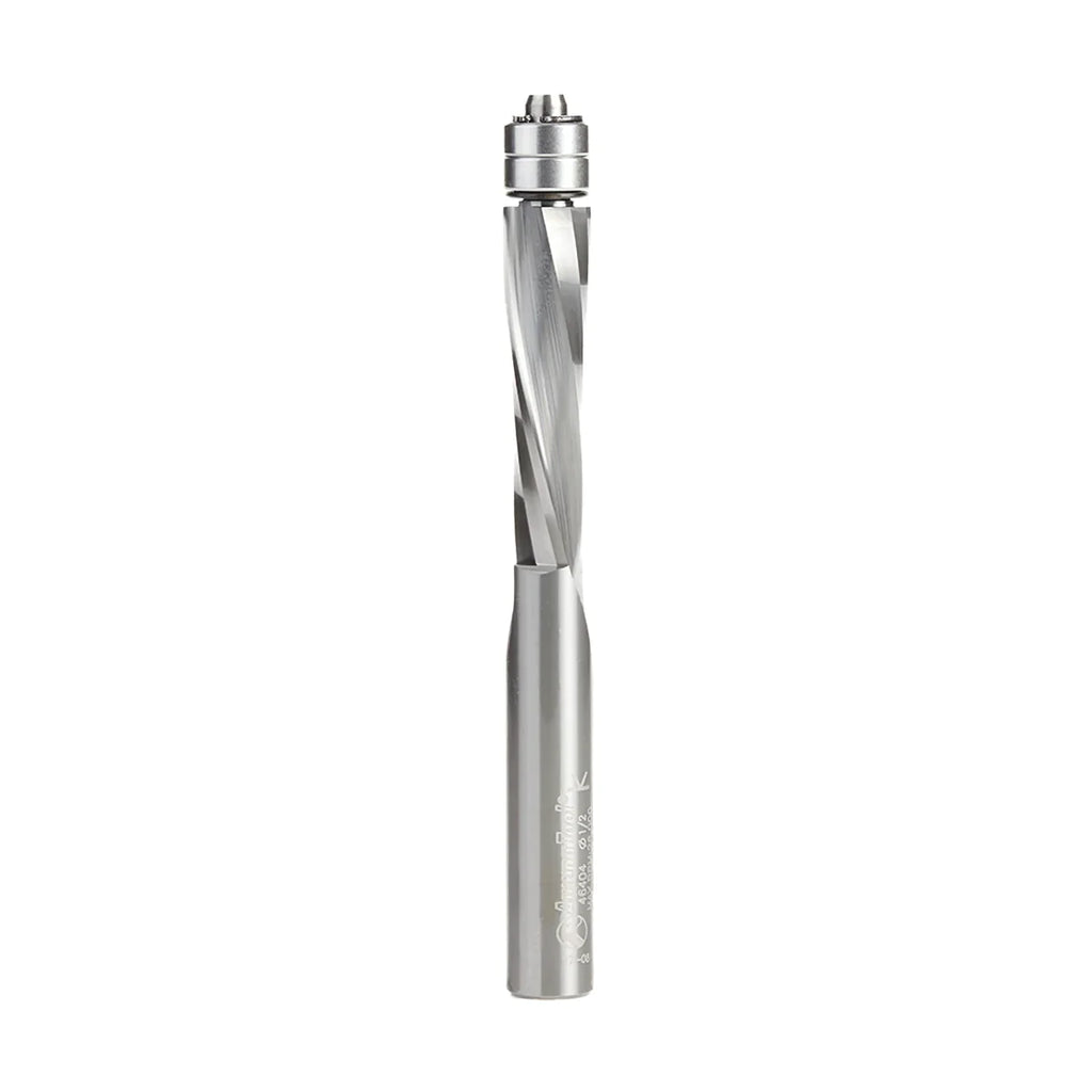 Amana Tool 46404 Solid Carbide UltraTrim Spiral 1/2 Diameter x 2 Inch x 1/2 Shank with Double Lower Ball Bearing Down-Cut