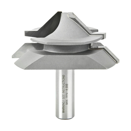 Amana Tool 55390 Carbide Tipped Lock Miter 45 Deg x 2-11/16 Diameter x 1-3/16 x 1/2 Inch Shank for 1/2 - 1 Inch Material