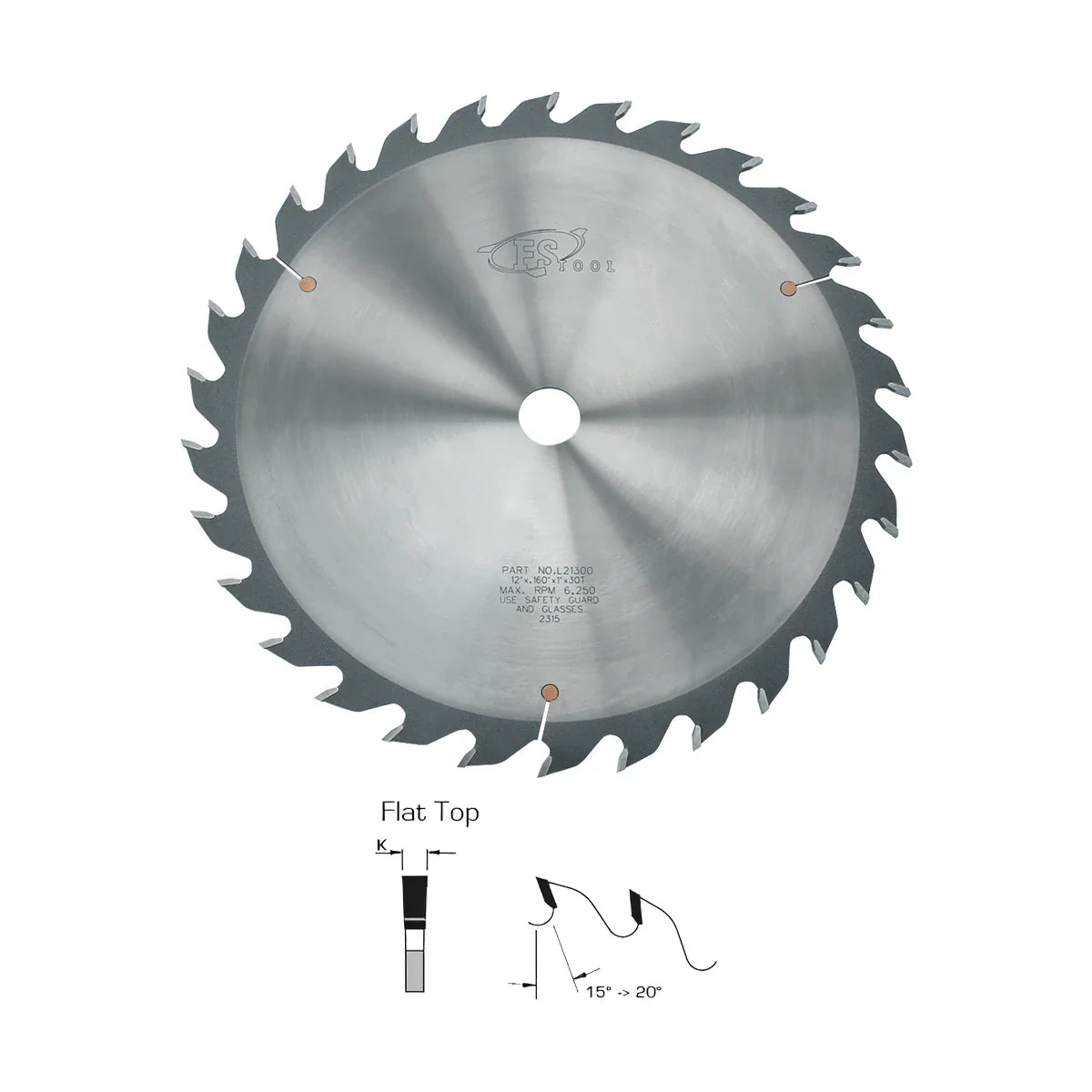 FS Tool L21300-30PH 12" RIP Saw Blade 30 Tooth 30mm Bore