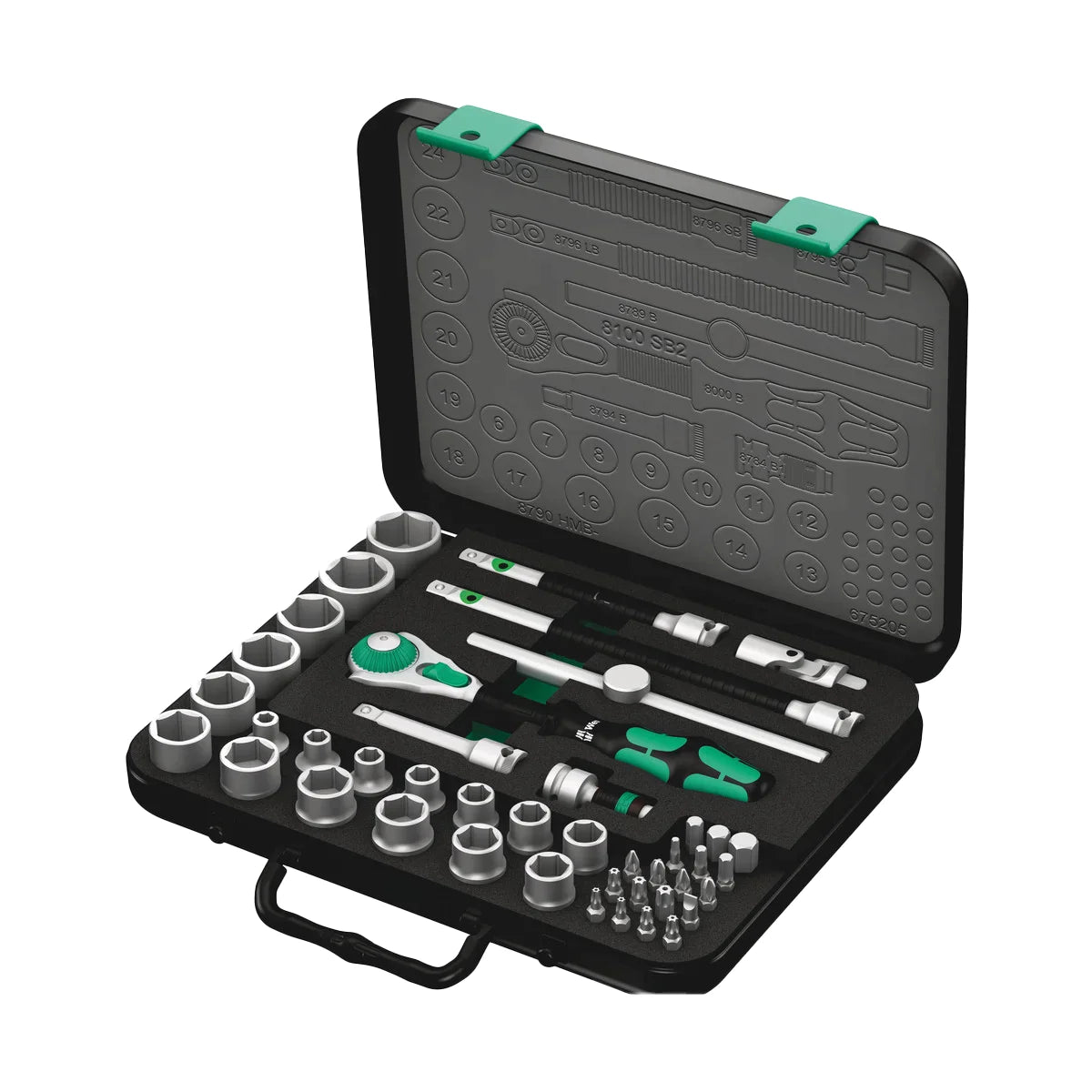 Wera Tools 05003594001 8100 SB 2 Zyklop Speed Ratchet 43-Piece Metric Set 3/8" Drive