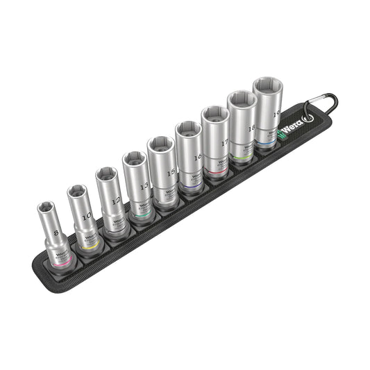 Wera Tools 05004545001 Zyklop Belt B Deep 1 9-Piece Socket Set 3/8" Drive