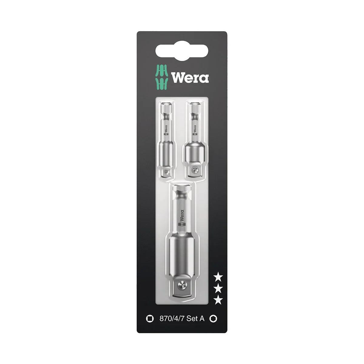 Wera Tools 05073200001 870/4/7 Set A SB 3 - Piece Adaptor Set