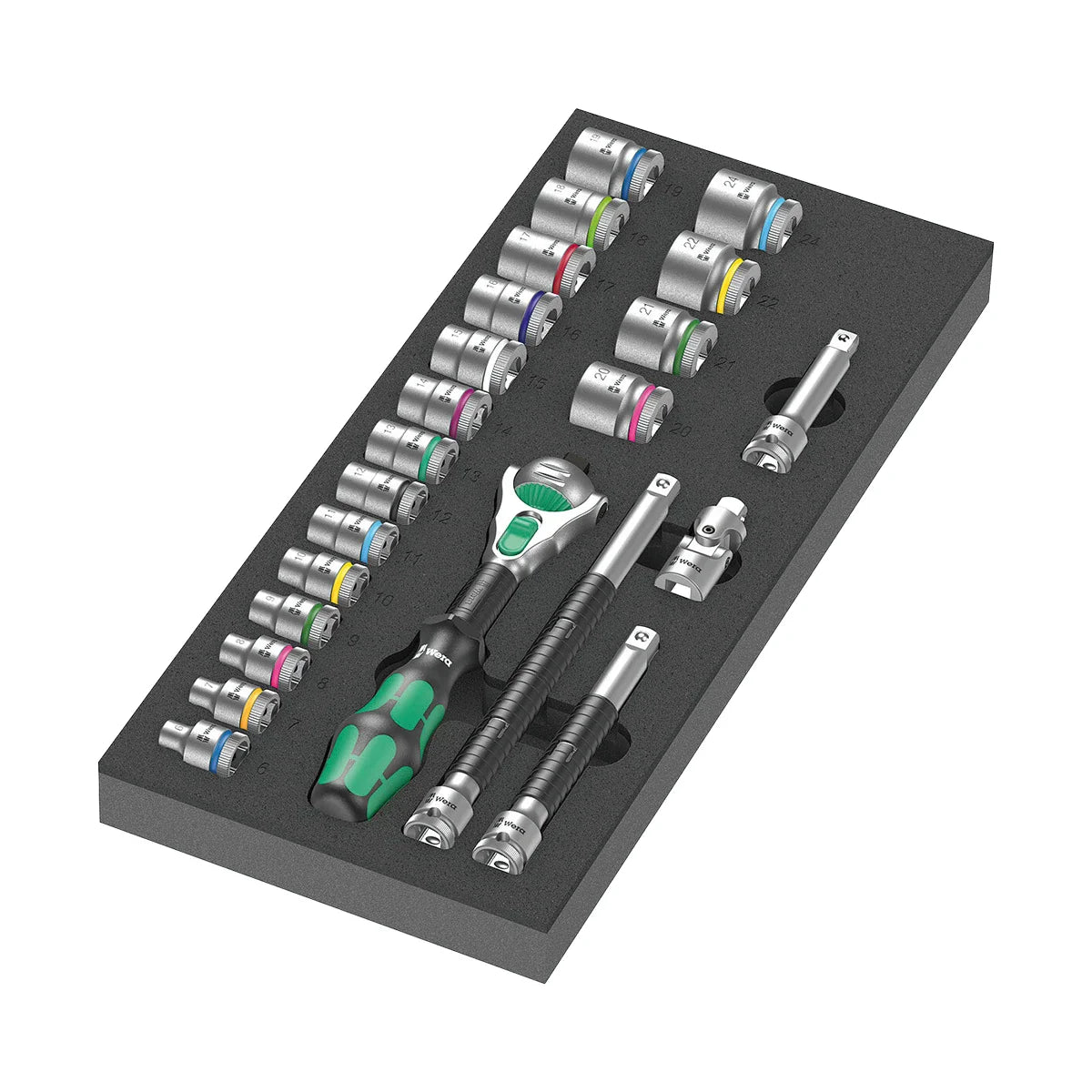 Wera Tools 05150111001 9721 Foam Insert & 8000 B Zyklop 23 Piece Ratchet Set 1 3/8" Drive