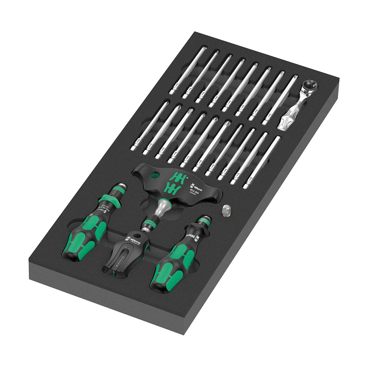 Wera Tools 05150152001 9752 Foam Insert & 24 Piece Kraftform Kompakt with Ratchet Functionality Set 1